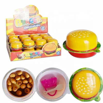 Mini tazza di cioccolato a forma di hamburger con biscotto e caramelle giocattolo per bambini