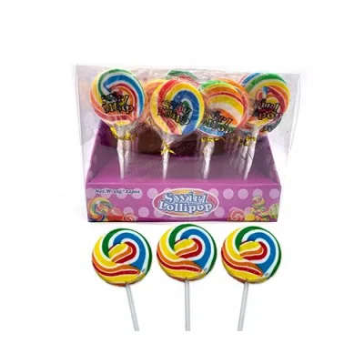 Venditore all'ingrosso Halal OEM Vendita calda Rainbow Swirl Lollipop Hard Candy